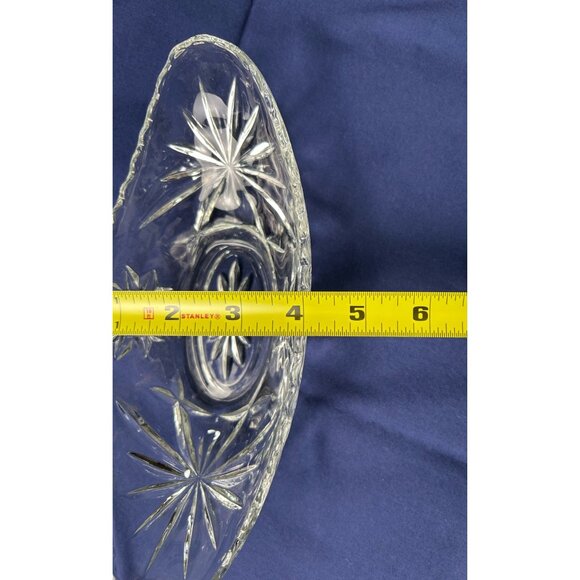 Vintage Crystal Cut Glass Starburst Design Decorative Bowl 9.5”x4” Center Piece - Picture 2 of 8